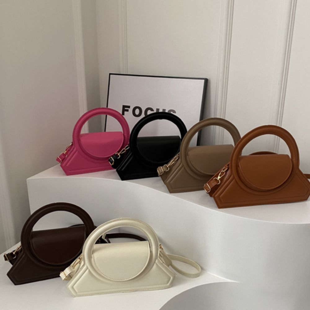 Leatherwork Bag - Solid Color Pu Leather Elegant Tote