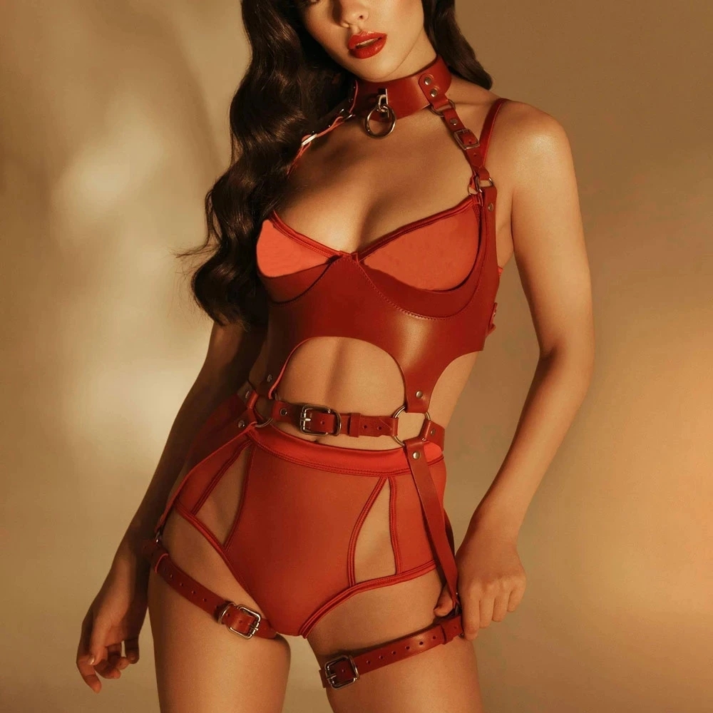 Leather Work Harness - Women Fashion Harness Waist Belt Set