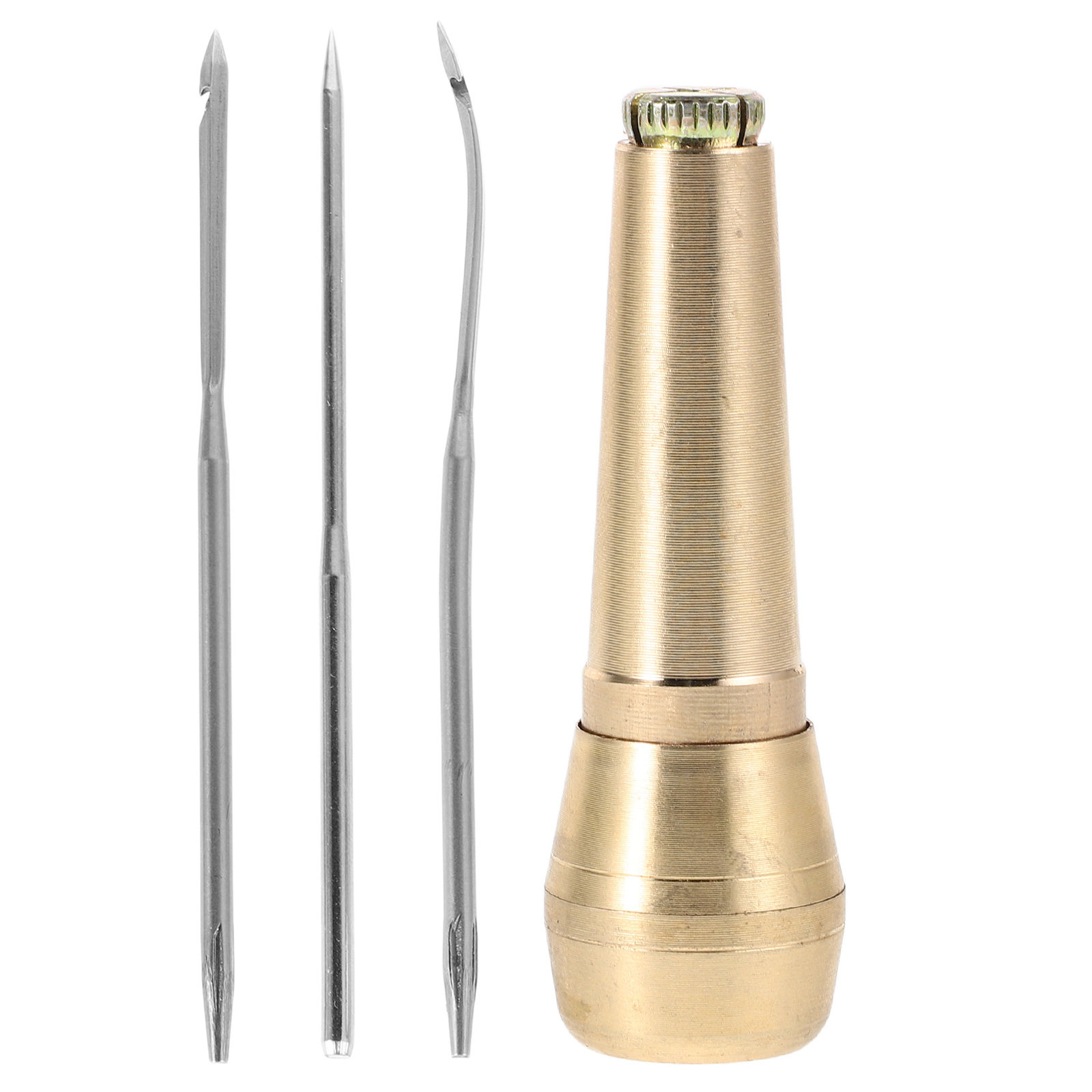 Leatherwork Hand Sewing Needles - 1Set Sturdy Brass Handle Hooked Awl