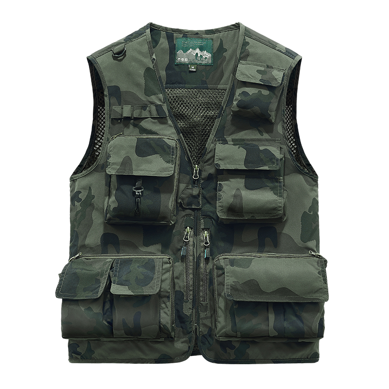 Leather Work Vest For Men - Embroidered Vest Fishing Clothing Coats Leisure