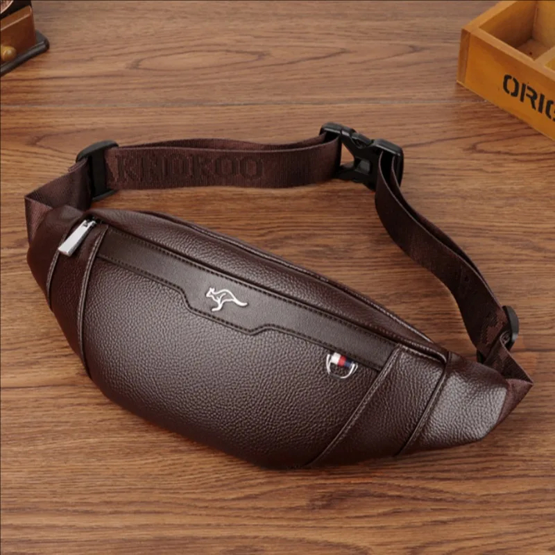Leatherwork Bag - Business Leather Waist Bag Multifunctional Workout