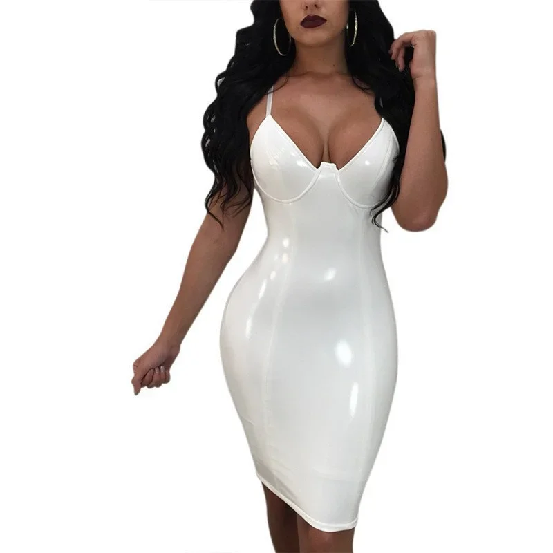 Leather Work Harness - Women Backless Sexy Suspenders Dress Deep