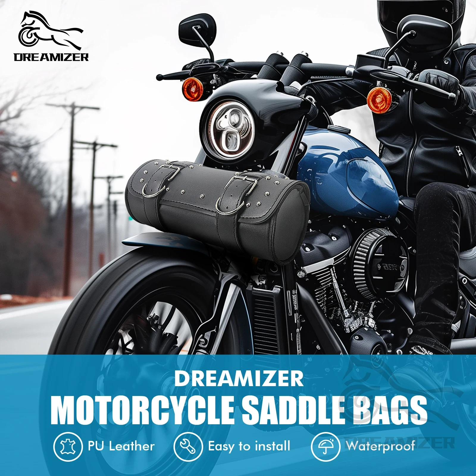 Leatherwork Bag - Motorcycle Front Fork Tool Tail Bag