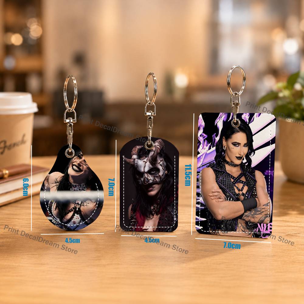 Leather Work - R-Rhea Ripley Wrestler Holder Keychain For