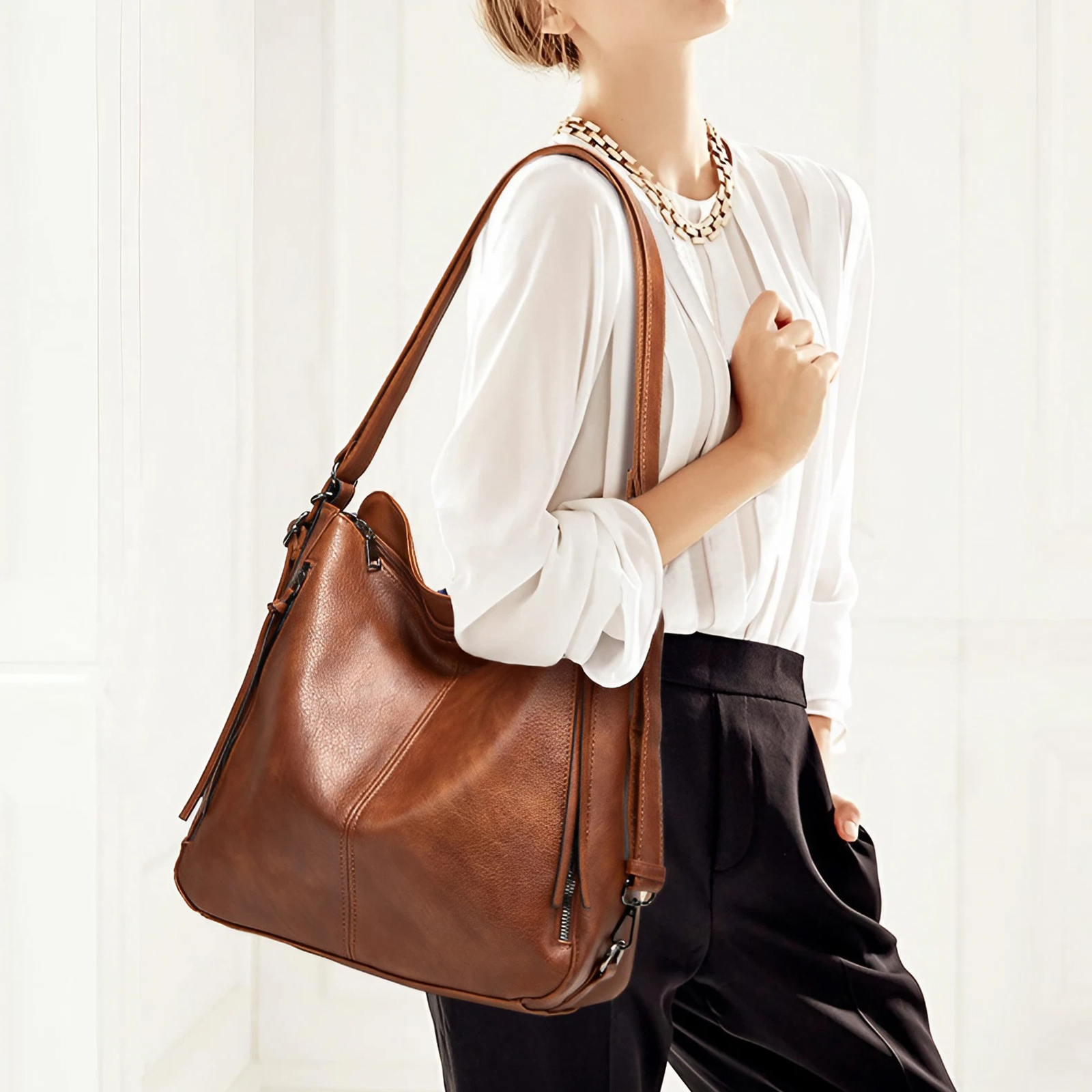 Leather Work Womens Backpack - Luxury Women Tote Bag Handbags PU