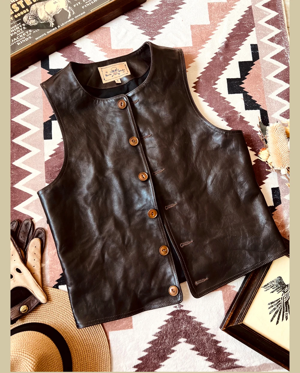 Leather Work Vest For Men - YR!Free shipping.Japanese Vintage Leather Vest.Men Slim