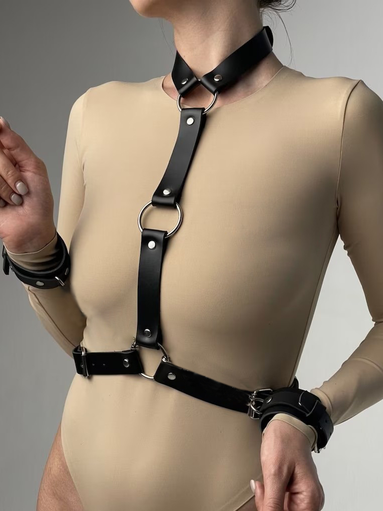 Leather Work Harness - Women's Sexy Leather Harness Belt with