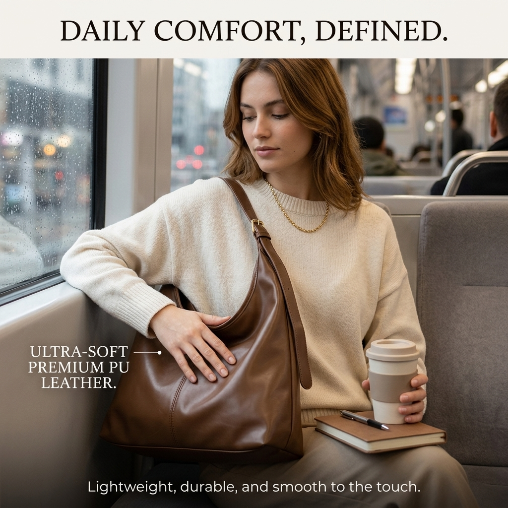 Leather Work Bag Women - Hobo Shoulder Bag for Women Soft