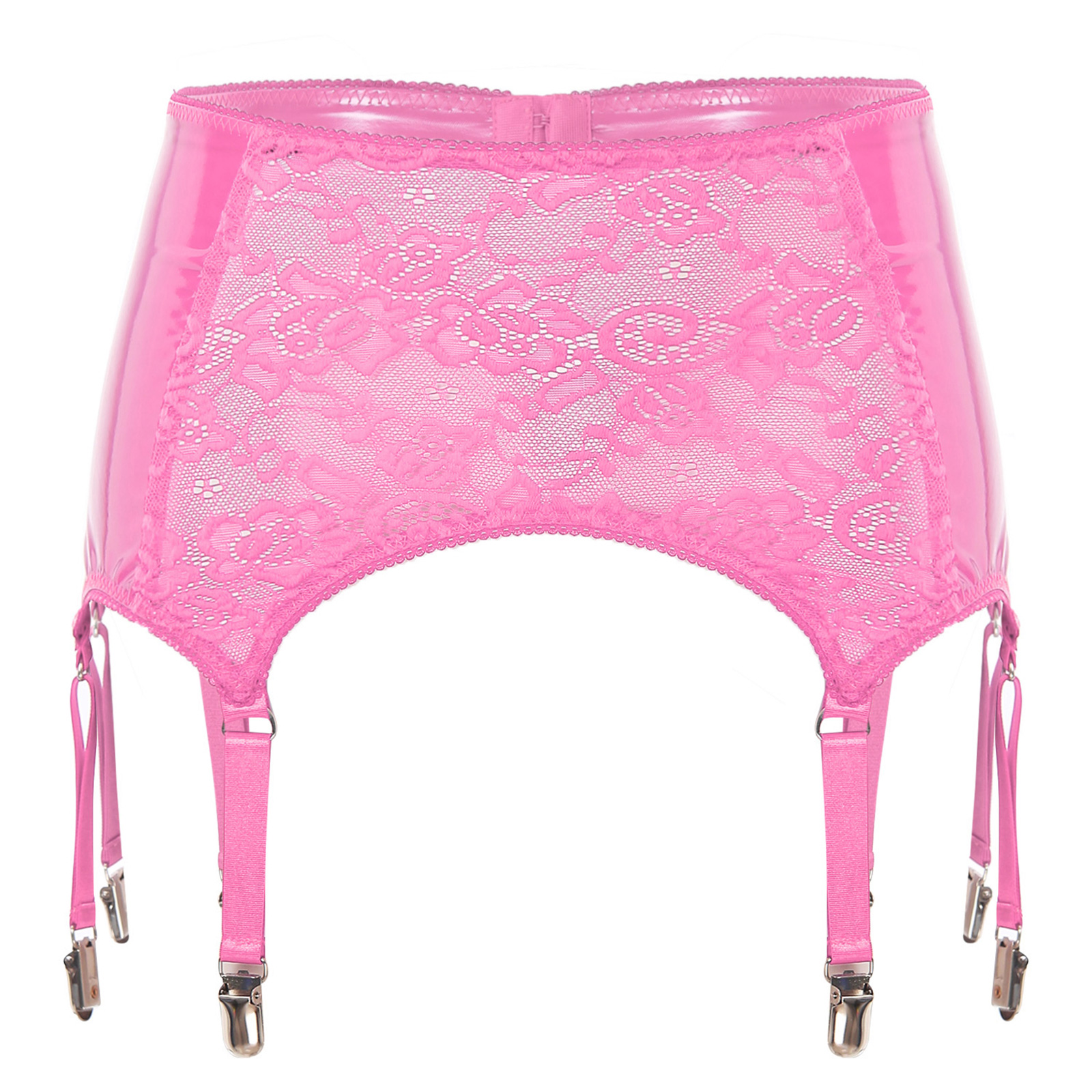 Leather Work Harness - Women Floral Lace Suspender Garters Suspender