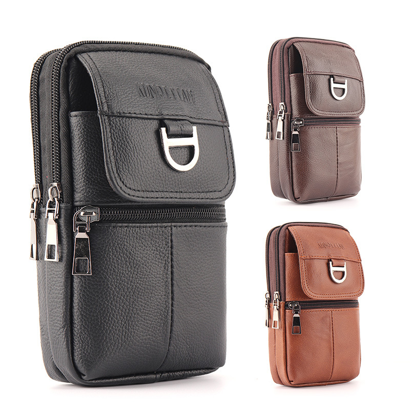 Leatherwork Bag - Men's Leather Waist Bag - Large