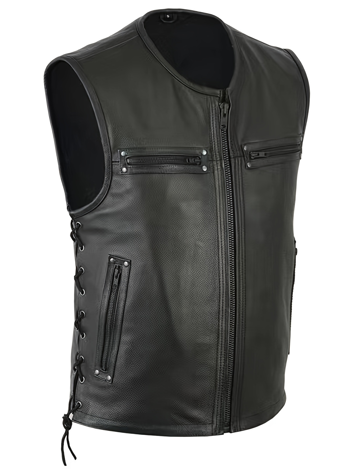 Men Solid Color Vest Motorcycl - огляд і ціна Leather Work Vest For Men