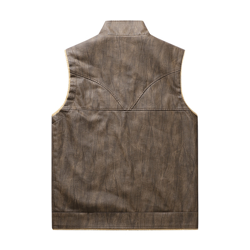Autumn and Winter New Plush PU - огляд і ціна Leather Work Vest For Men
