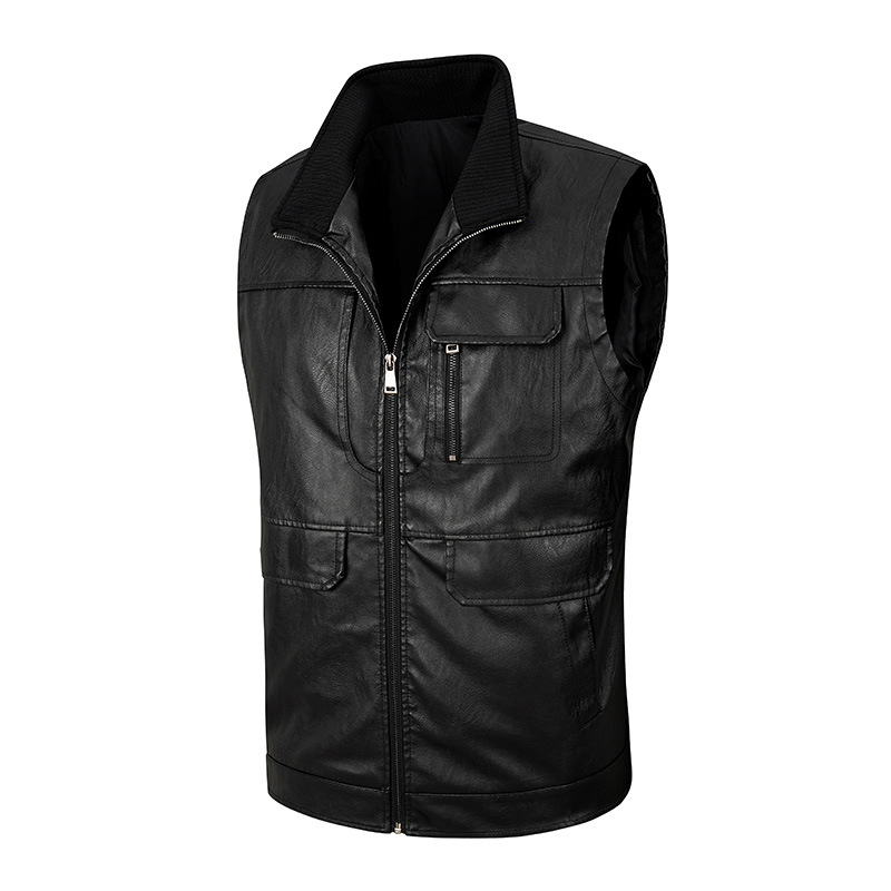 Men's leather vest, thin stand - огляд і ціна Leather Work Vest For Men