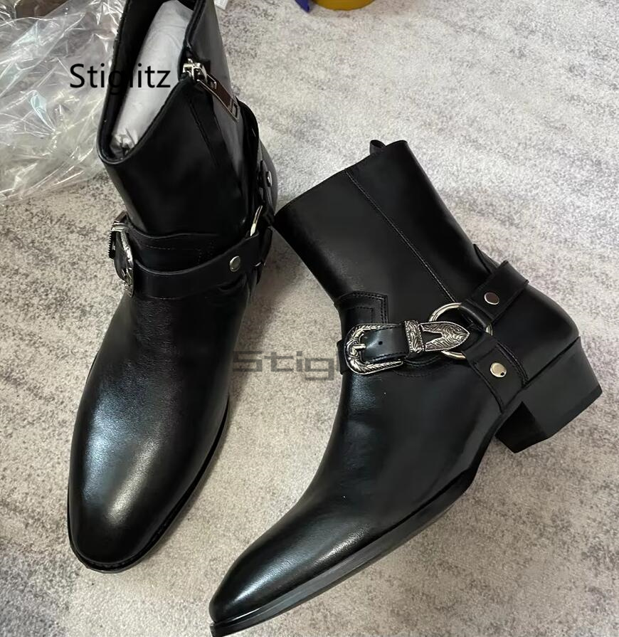 Men's Belt Buckle Ankle Boots  - огляд і ціна Leather Work Western