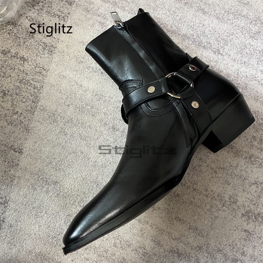 Men's Belt Buckle Ankle Boots  - огляд і ціна Leather Work Western