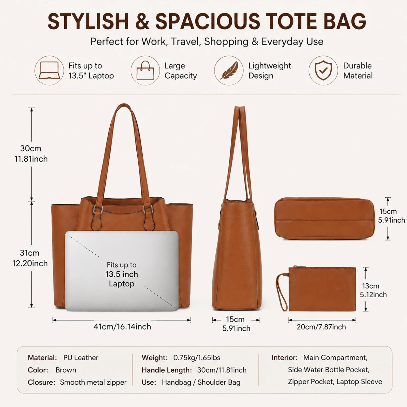 Tote Bag for Women, Large PU L - огляд і ціна Leather Work