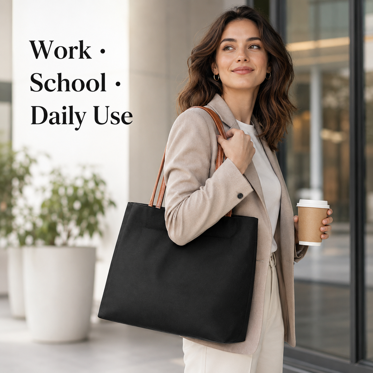 Women’s Canvas Tote Bag with P - огляд і ціна Leather Work Bag Women