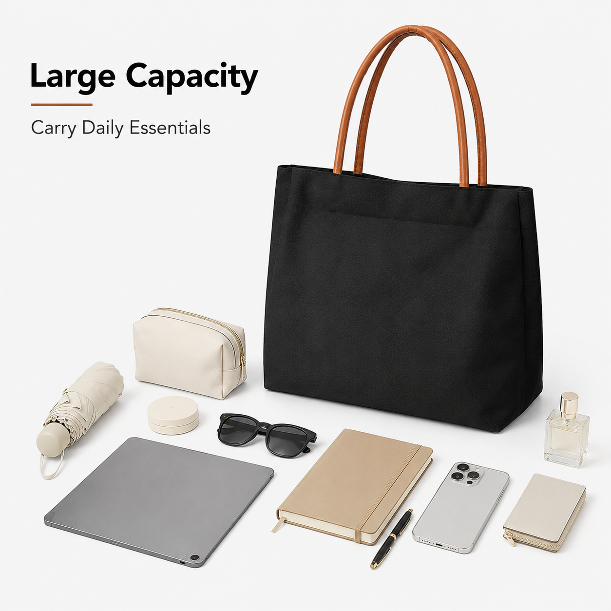 Women’s Canvas Tote Bag with P - огляд і ціна Leather Work Bag Women