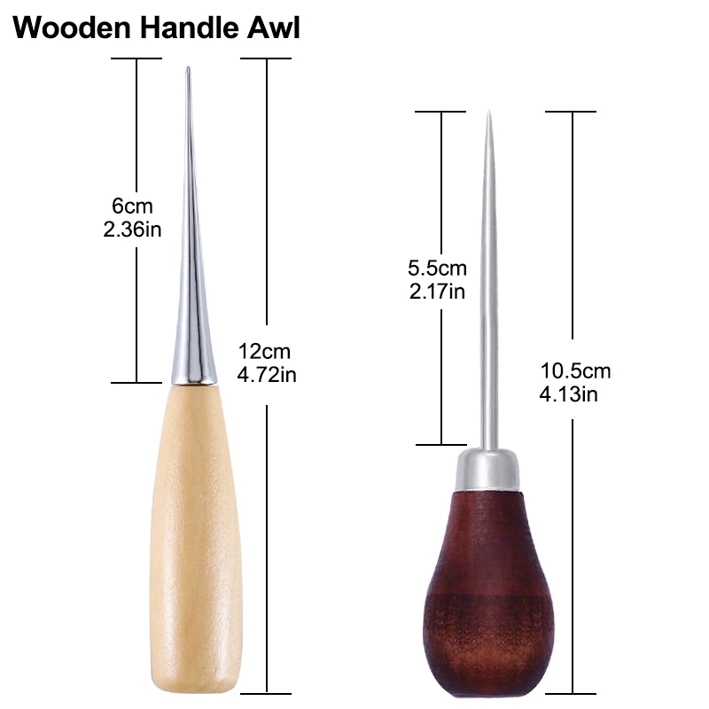 2Pcs Wooden Handle Sewing Awl  - огляд і ціна Leatherwork Hand Sewing Needles