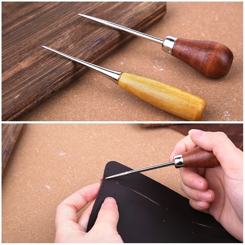 2Pcs Wooden Handle Sewing Awl  - огляд і ціна Leatherwork Hand Sewing Needles