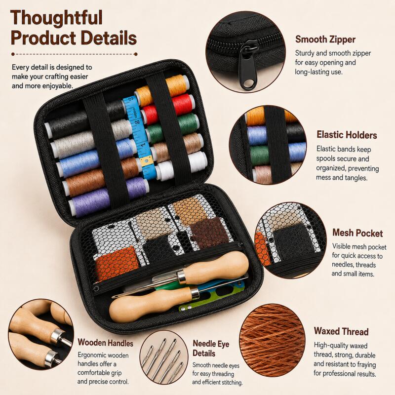 Leather Sewing Kit with Waxed  - огляд і ціна Leatherwork Hand Sewing Needles