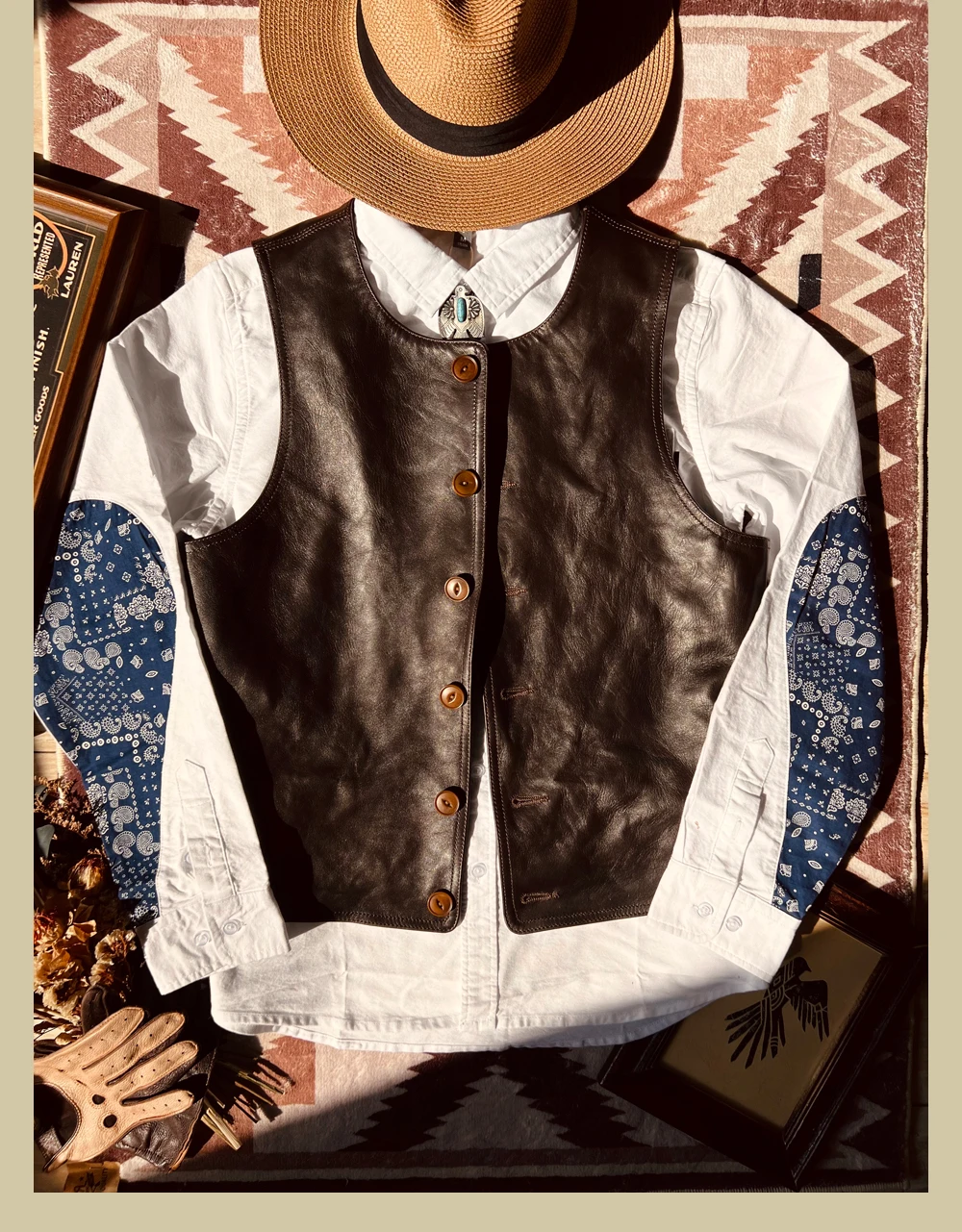YR!Free shipping.Japanese Vint - огляд і ціна Leather Work Vest For Men