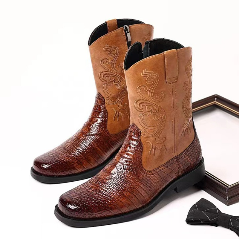 Embroidery Men's Boots Retro C - огляд і ціна Leather Work Western