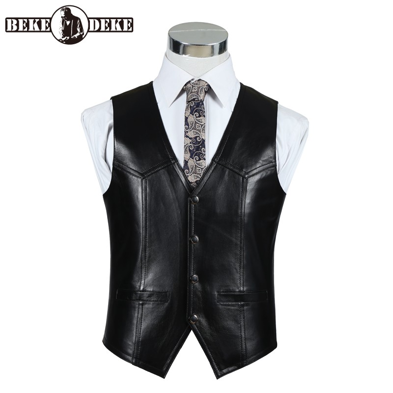 Genuine Leather Sheepskin Vest - огляд і ціна Leather Work Vest For Men