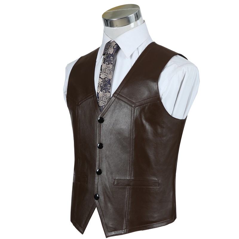 Genuine Leather Sheepskin Vest - огляд і ціна Leather Work Vest For Men